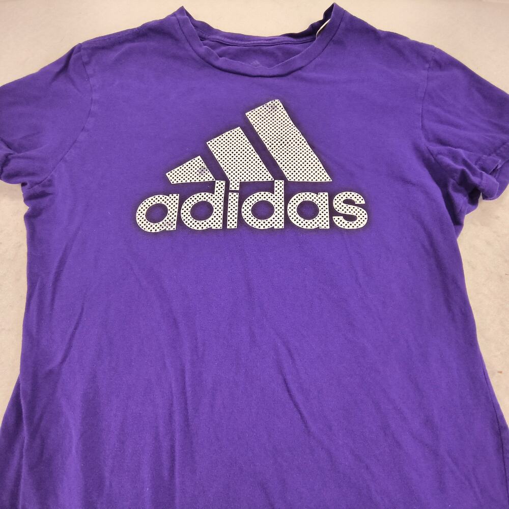 Adidas Graphic Short Sleeve Crew Neck T Shirt Womens Size Large L Purple